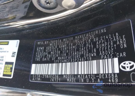 2025 Toyota Corolla Se from USA, damaged, VIN 5YFS4MCEXSP246719